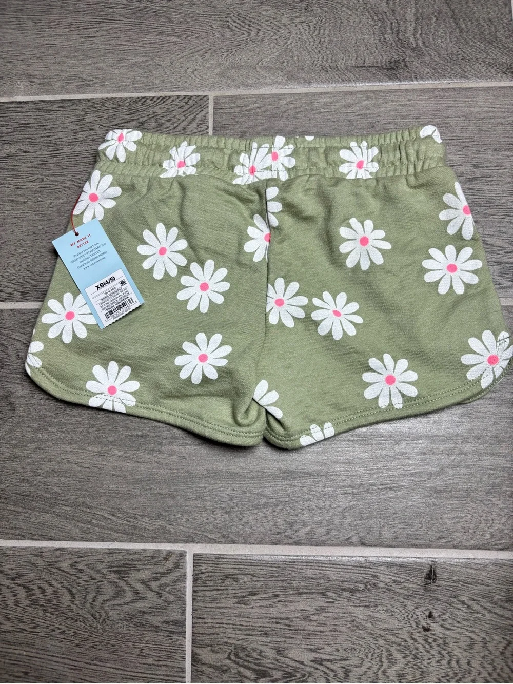 Cat & Jack Green Daisy Print Drawstring Shorts